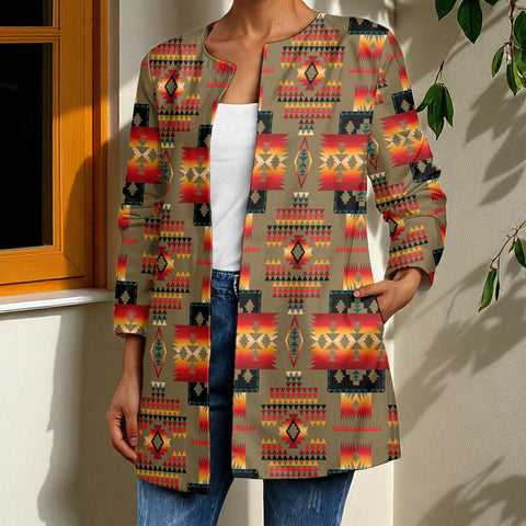GB-NAT00046-04 Native American Women Faux Sweater Cardigan