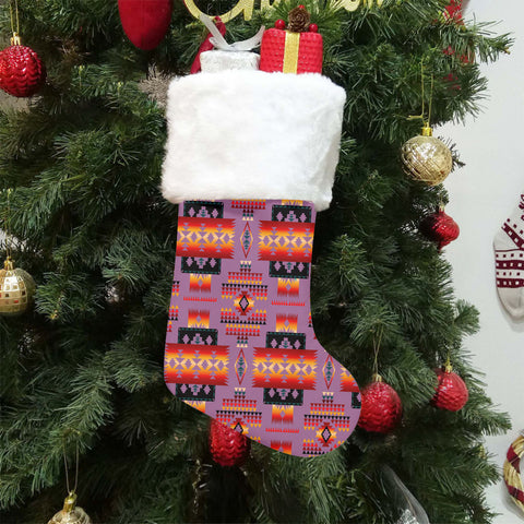 GB-NAT00046-07 Native American Single Christmas Sock With Plush Cuff