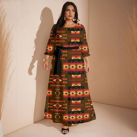 GB-NAT00046-08 Native American Women Maxi Dress Plus Size