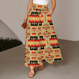 GB-NAT00046-15 Native American Women Ruffled Wide-Leg Pants
