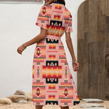 GB-NAT00046-16 Native American Women Shirt Dress with Waist Tie