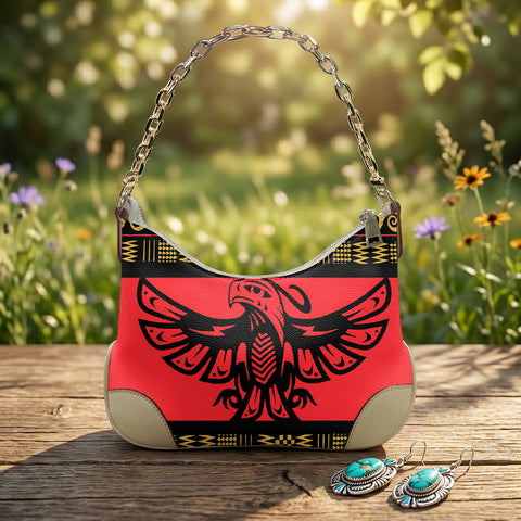 GB-NAT00048 Thunderbird Native American PU Leather Chain Shoulder Bag