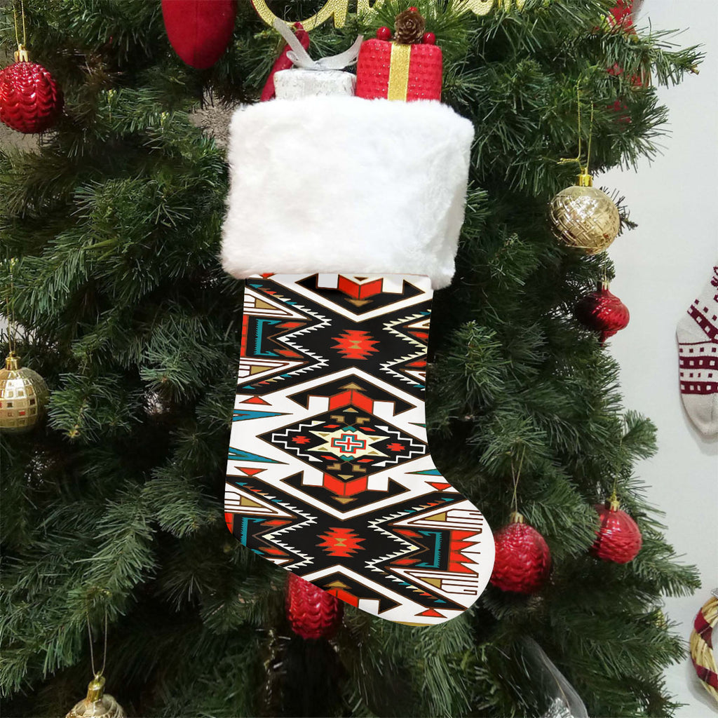 GB-NAT00049 Native American Single Christmas Sock With Plush Cuff