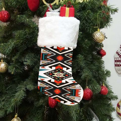 GB-NAT00049 Native American Single Christmas Sock With Plush Cuff