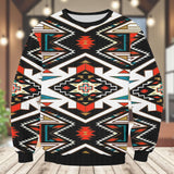 GB-NAT00049 Native American Unisex Drop-shoulder Knitted Fleece Sweater