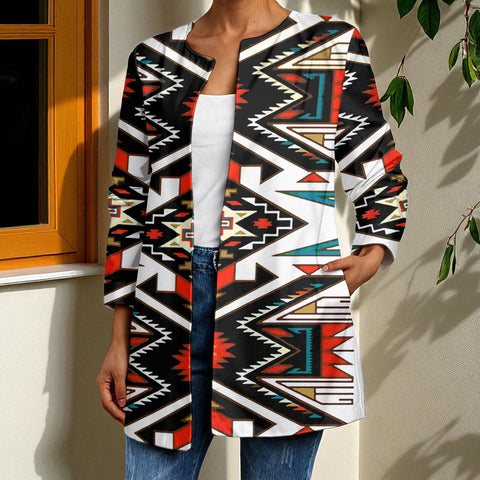 GB-NAT00049 Native American Women Faux Sweater Cardigan