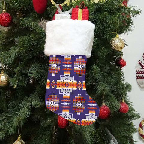 GB-NAT0004 Native American Single Christmas Sock With Plush Cuff