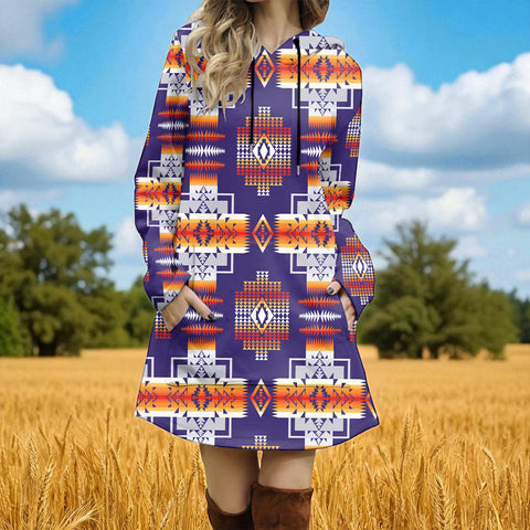 GB-NAT0004 Native American Women Longline Hoodie Dress
