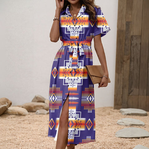 GB-NAT0004 Native American Women Shirt Dress with Waist Tie