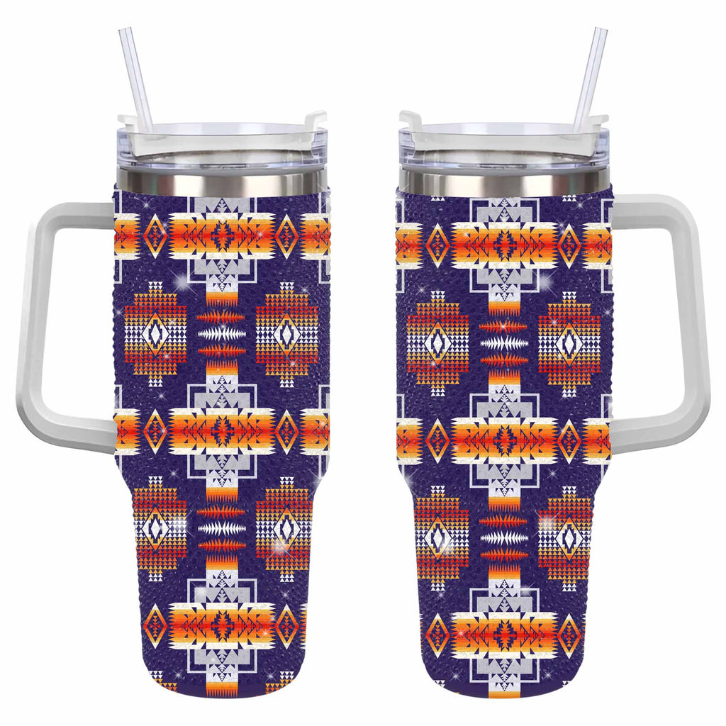 GB-NAT0004 Purple Pattern Rhinestone Diamond 40oz Tumbler