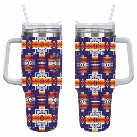 GB-NAT0004 Purple Pattern Rhinestone Diamond 40oz Tumbler