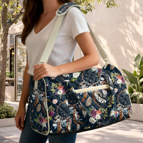 GB-NAT00051 Dreamcatcher Native American Quilted Travel Bag with Adjustable Strap