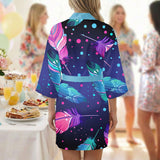 GB-NAT00052 Feather Galaxy Native American Women Satin Wedding Robe