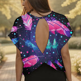 GB-NAT00052 Native American Women Open-Back Crossover Workout Tee