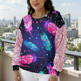 GB-NAT00052 Native American Women Sequin Sleeve Sweatshirt
