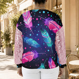 GB-NAT00052 Native American Women Sequin Sleeve Sweatshirt