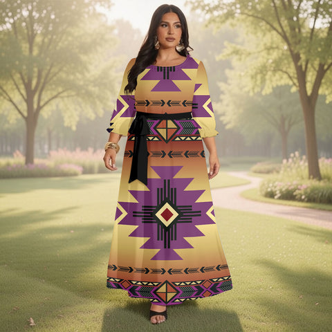 GB-NAT00057-06 Native American Women Maxi Dress Plus Size