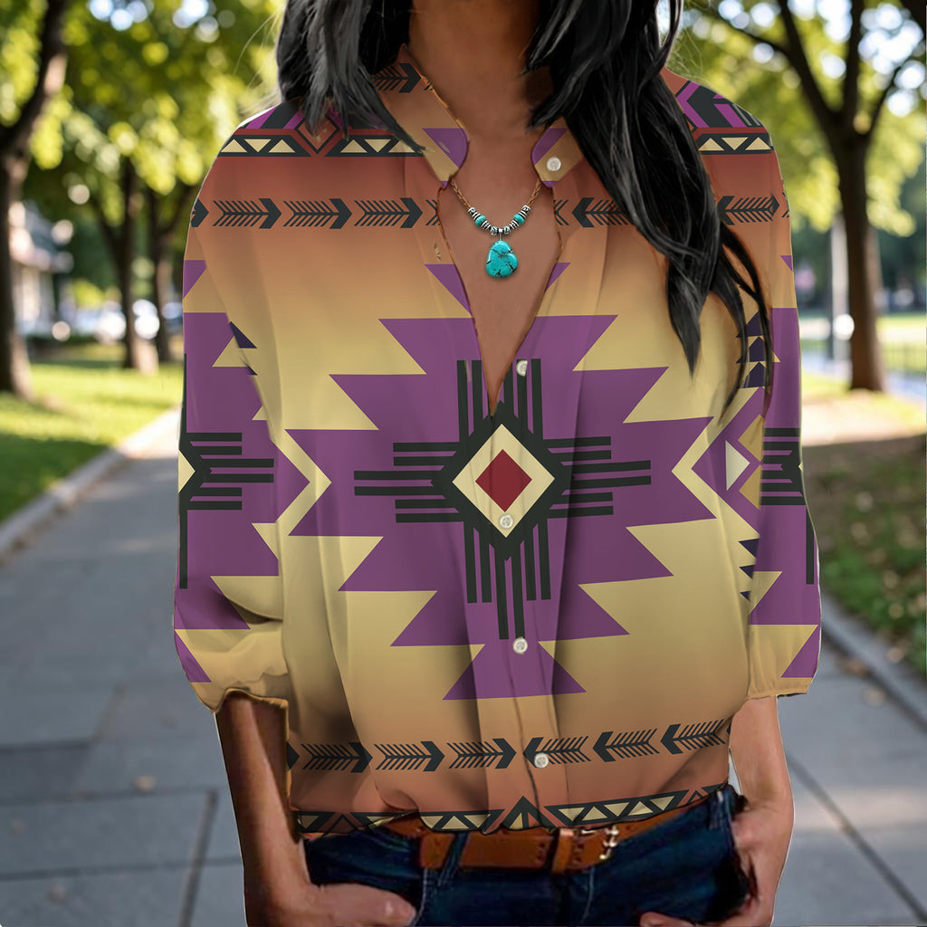 GB-NAT00057-06 Native American Women's Long-Sleeved Shirt