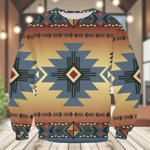 GB-NAT00057 Native American Unisex Drop-shoulder Knitted Fleece Sweater