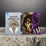 GB-NAT0005 Dreamcatcher Wolf v2 Native American Y-fold Tablet Cases