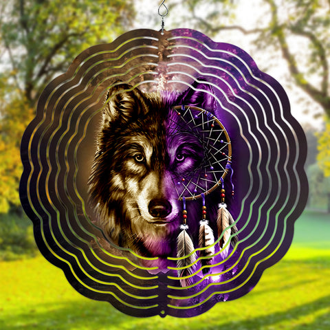 GB-NAT0005 Wolf Native American Wind Spinner