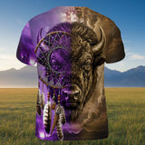 GB-NAT0005v2 Bison Dreamcatcher Native American 3D T-shirt