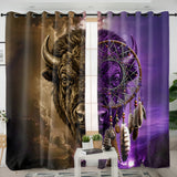 GB-NAT0005v2 Bison Dreamcatcher Native American Living Room Curtain