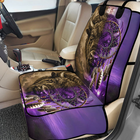 GB-NAT0005v2 Bison Dreamcatcher Native American Waterproof Car Front Seat Cover for Pet