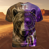 GB-NAT0005v3 Bear Dreamcatcher Native American 3D T-shirt
