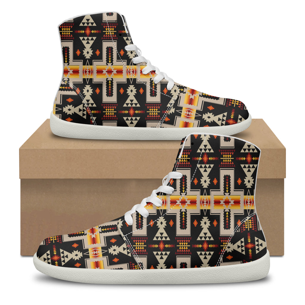 GB-NAT00062-01 Black Tribe Native American High Top Barefoot Shoes