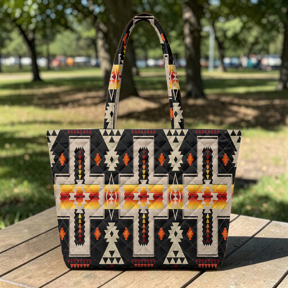 GB-NAT00062-01 Native American Quilted Shoulder Tote Bag