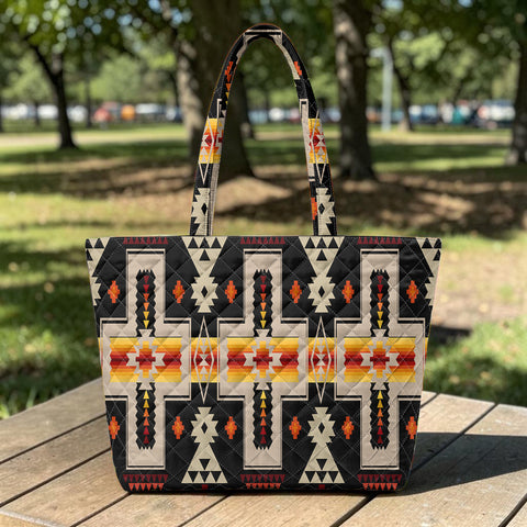 GB-NAT00062-01 Native American Quilted Shoulder Tote Bag