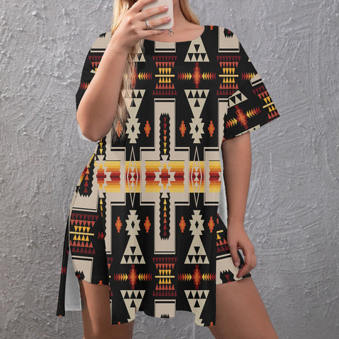 GB-NAT00062-01 Native American Side Split Top and Shorts Set - Plus Size
