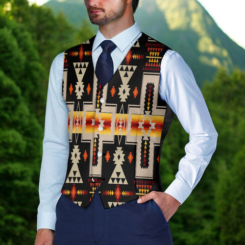 GB-NAT00062-01 Native American Suit Vest Jacket Print One Side Front