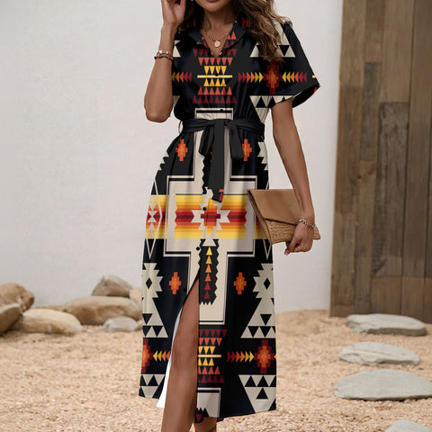 GB-NAT00062-01 Native American Women Shirt Dress with Waist Tie