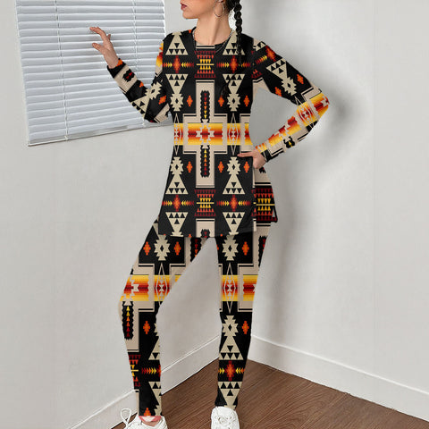 GB-NAT00062-01 Native American Women Side Split T-shirt Set
