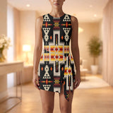 GB-NAT00062-01 Native American Women Sleeveless Bodysuit Dress