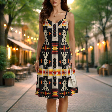 GB-NAT00062-01 Native American Women Spaghetti Strap Dress