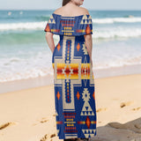 GB-NAT00062-04 Native American Off Shoulder Ruffle Maxi Dress