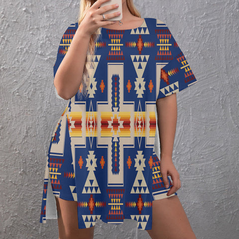 GB-NAT00062-04 Native American Side Split Top and Shorts Set - Plus Size