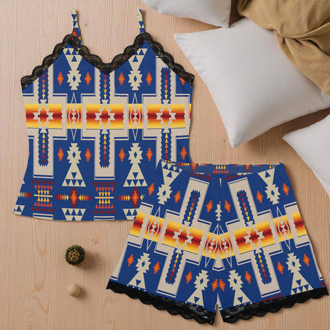 GB-NAT00062-04 Native American Women Cami Home Suit With Lace Edge