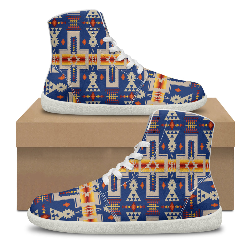 GB-NAT00062-04 Navy Tribe Native American High Top Barefoot Shoes