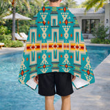 GB-NAT00062-05 Pattern Native American Hooded Towel Poncho