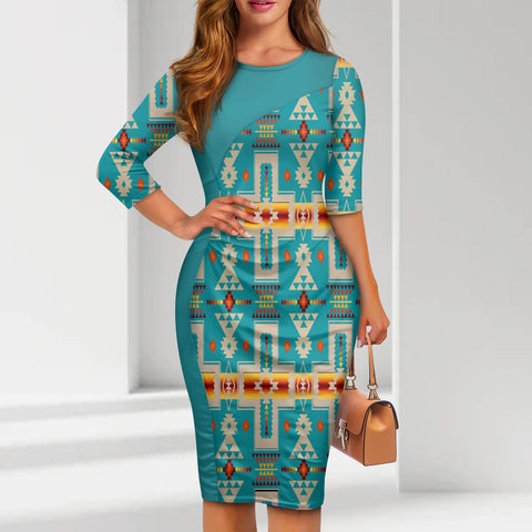 GB-NAT00062-05 Pattern Native American Women's Tight Dress