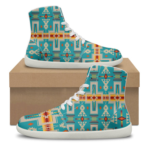 GB-NAT00062-05 Turquoise Tribe Native American High Top Barefoot Shoes