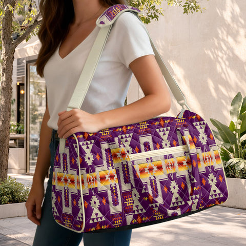 GB-NAT00062-09 Native American Quilted Travel Bag with Adjustable Strap