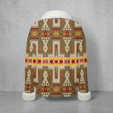 GB-NAT00062-10 Native American Faux Knit V-Neck Sweater Top with Fur Trim