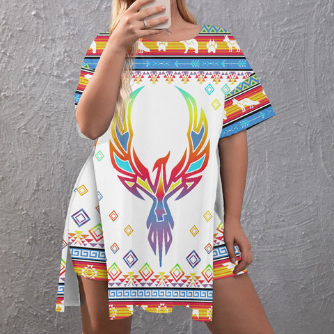 GB-NAT00067 Native American Side Split Top and Shorts Set - Plus Size