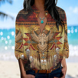 GB-NAT00068B Owl Dreamcatcher Native American Women's Long-Sleeved Shirt