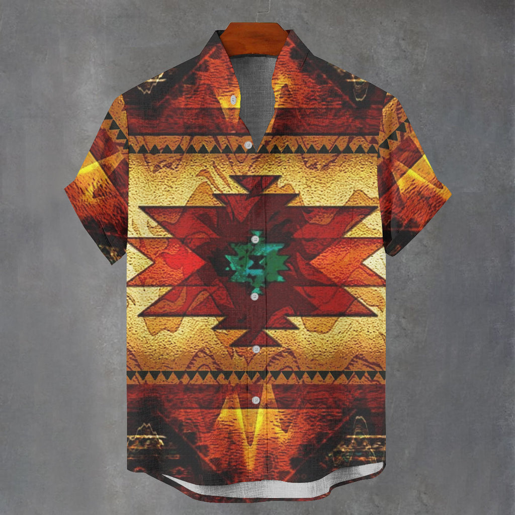 GB-NAT00068 Native American Men Stand Collar Shirt